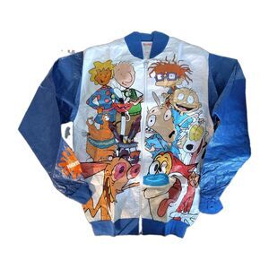 Vintage 90s Nickelodeon Tyvek Dupont Jacket Windbreaker Adult Small Graphic New